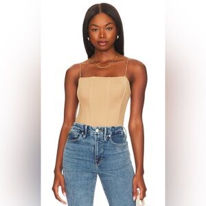 NWT Good American Mesh Mix Corset Thong Bodysuit Pecan Size M